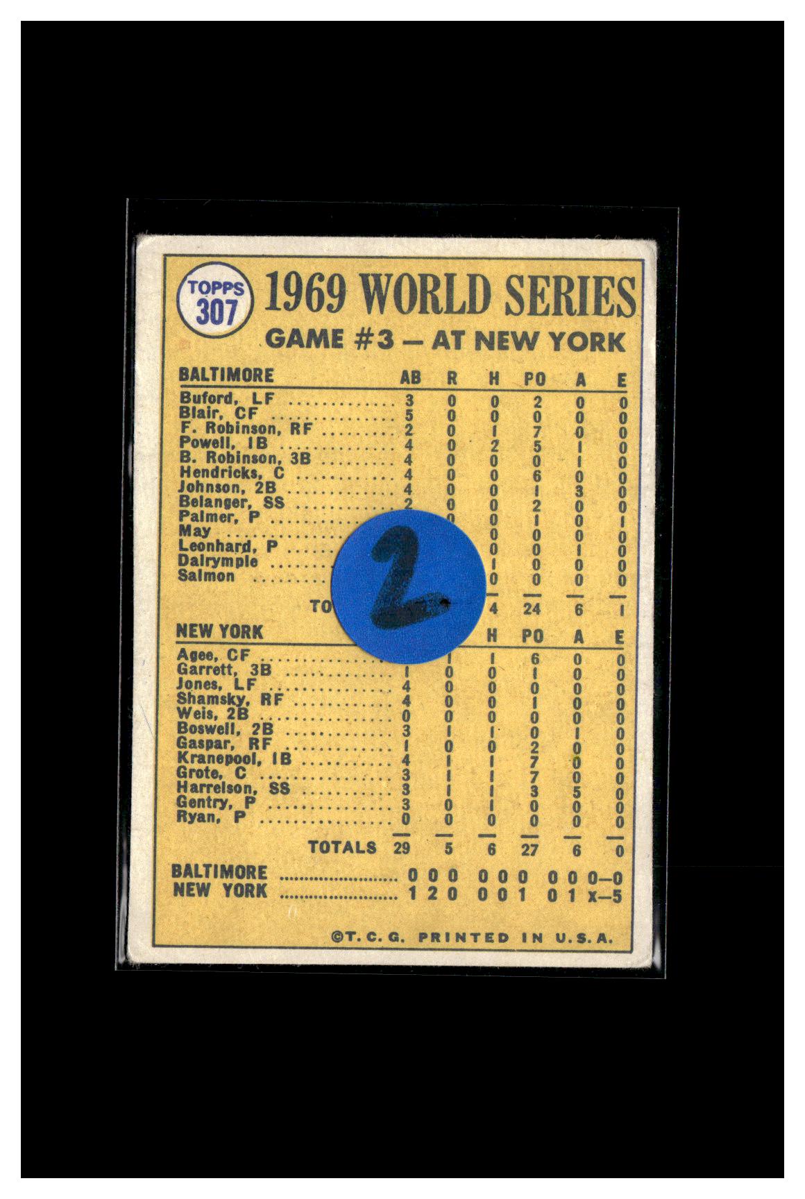 1970 Topps #307 World Series Game 3 - Agee's Catch Saves The Day! 2