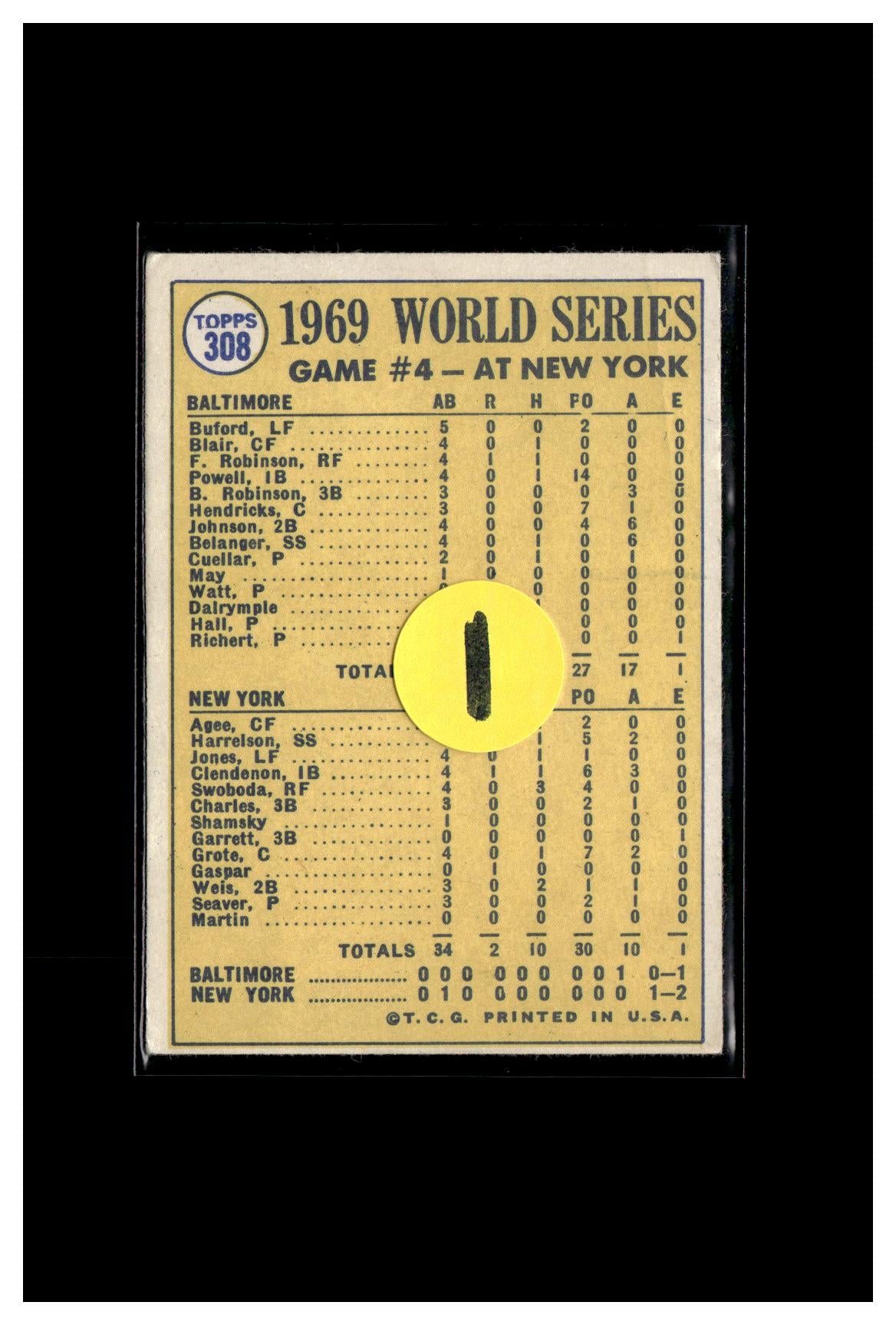 1970 Topps #308 World Series Game 4 - Martin's Bunt Ends Deadlock! 1