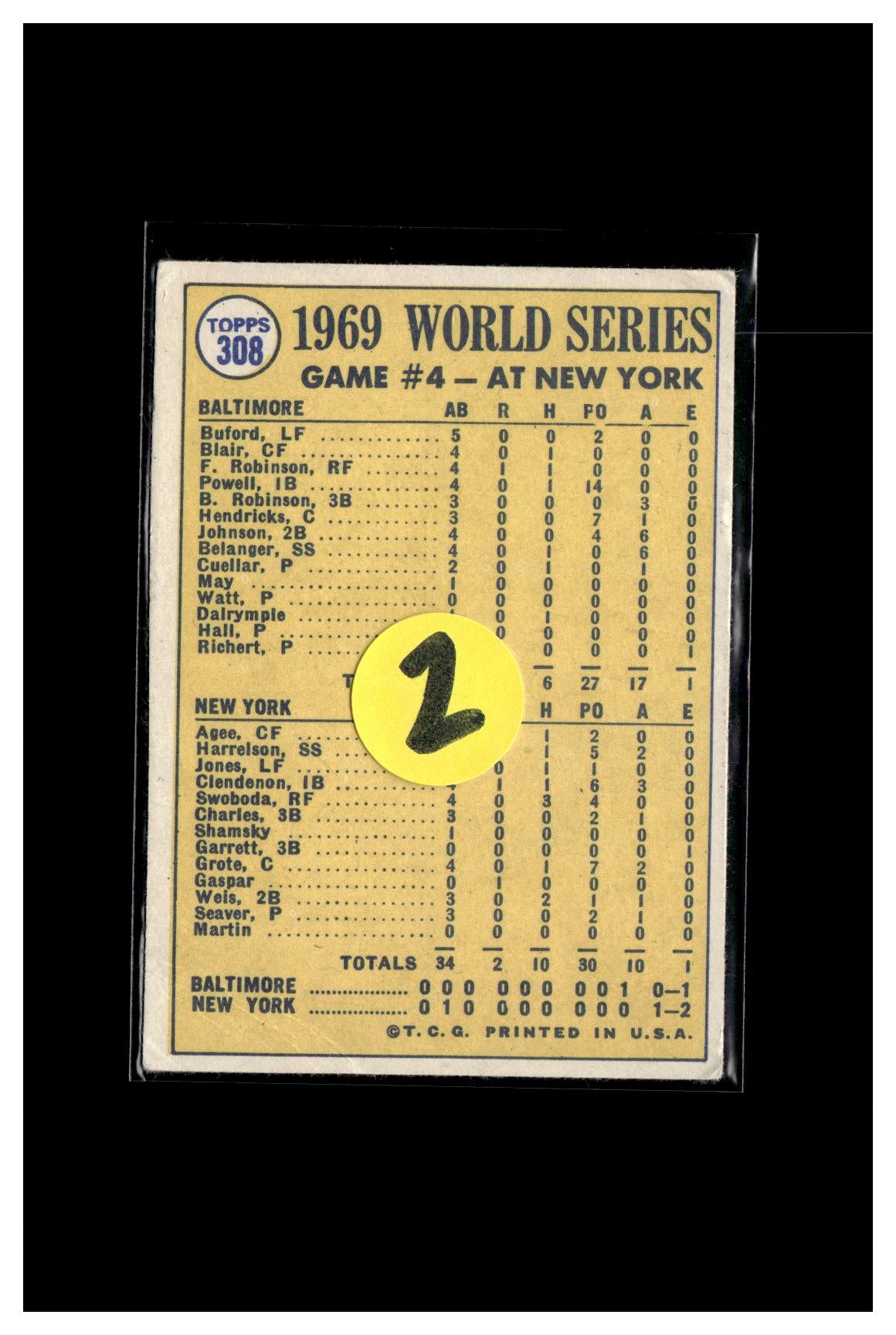 1970 Topps #308 World Series Game 4 - Martin's Bunt Ends Deadlock! 2