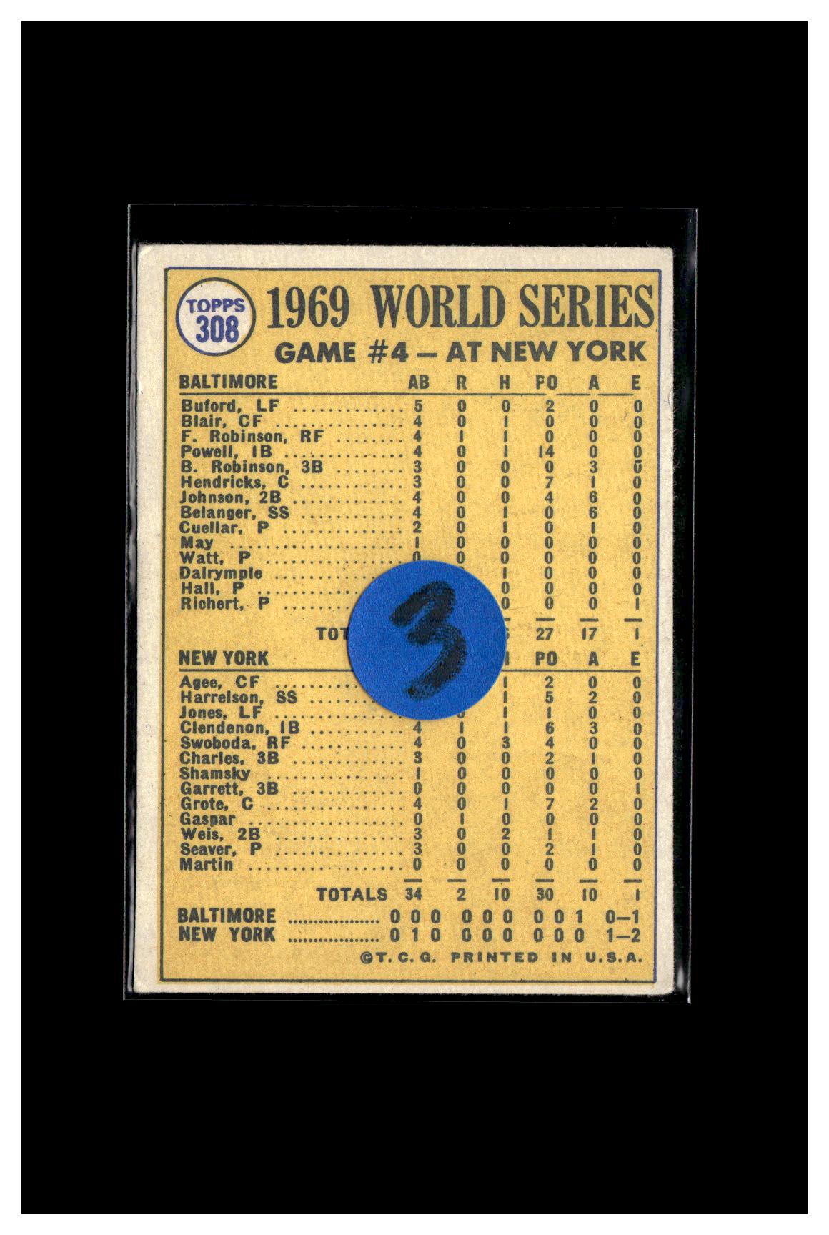 1970 Topps #308 World Series Game 4 - Martin's Bunt Ends Deadlock! 3