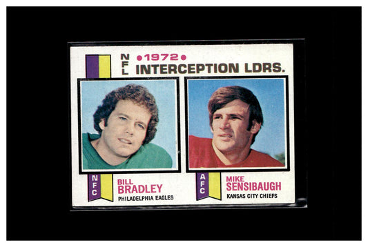 1973 Topps #5 1972 NFL Interception Leaders (Bill Bradley / Mike Sensibaugh) 1