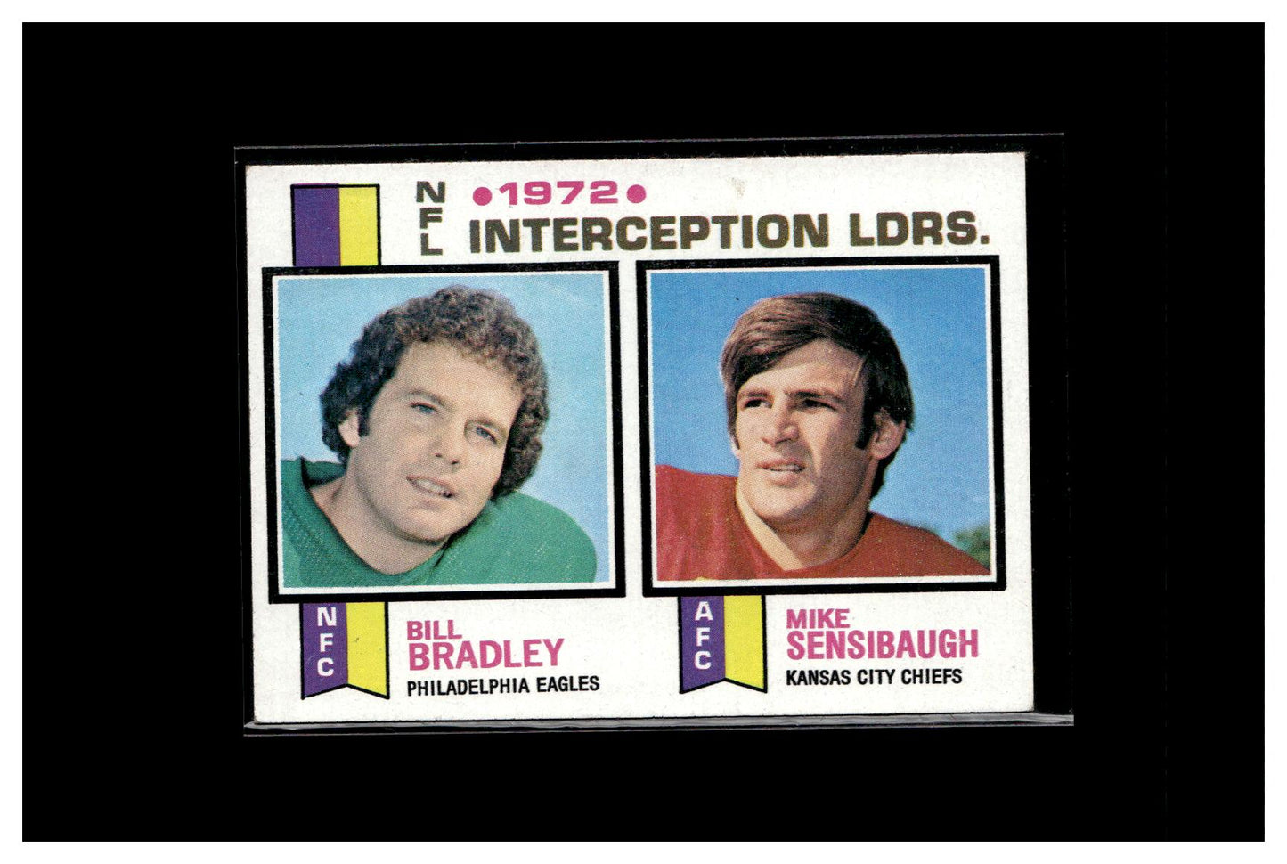 1973 Topps #5 1972 NFL Interception Leaders (Bill Bradley / Mike Sensibaugh) 3