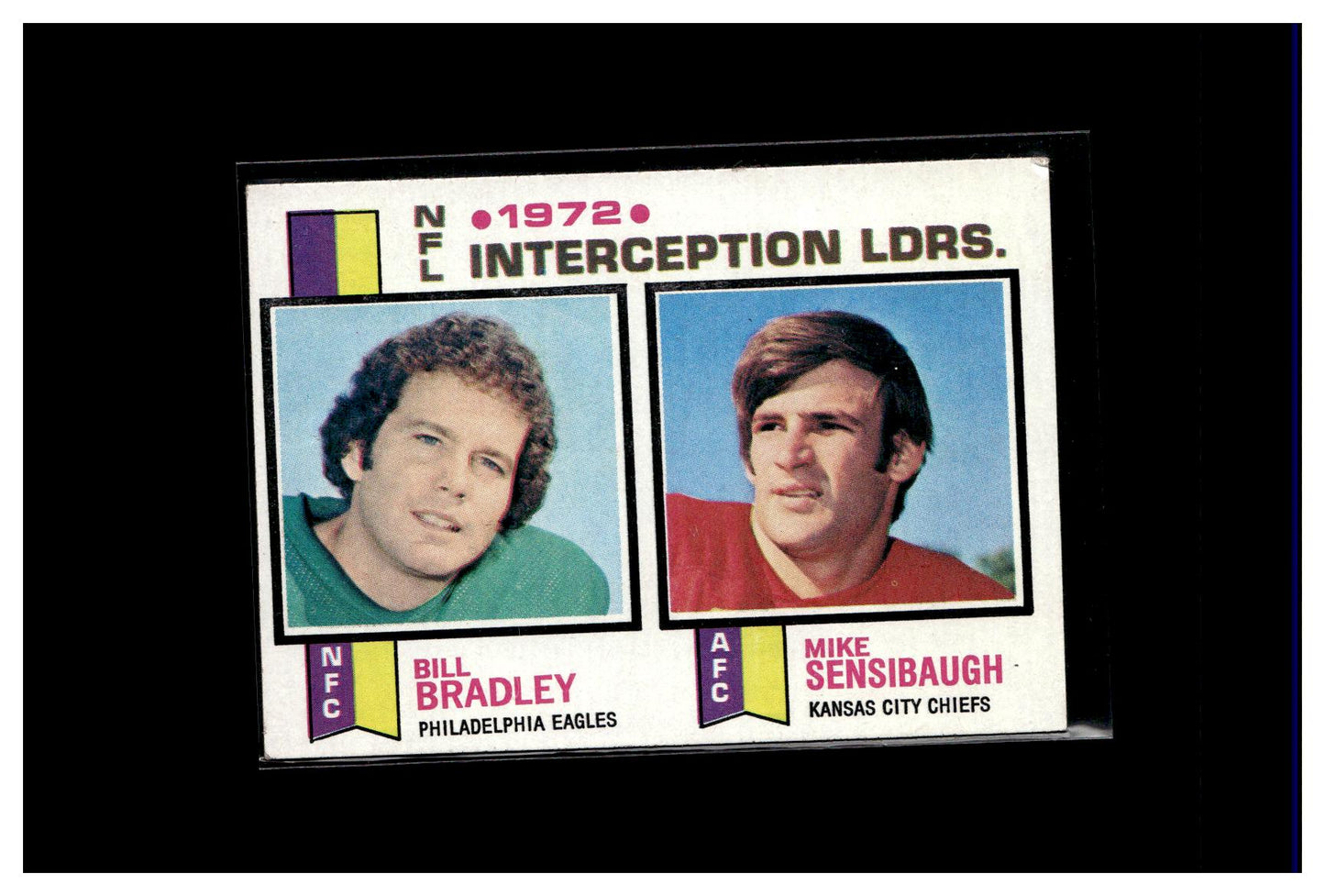 1973 Topps #5 1972 NFL Interception Leaders (Bill Bradley / Mike Sensibaugh) 4