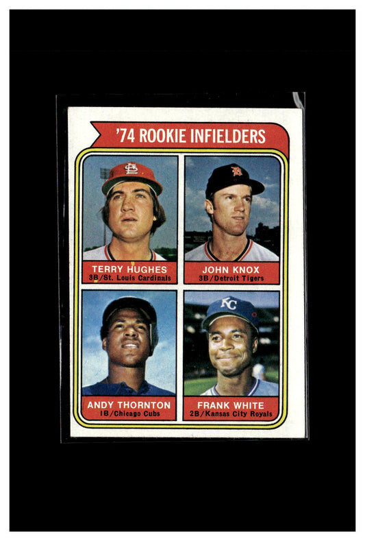 1974 Topps #604 1974 Rookie Infielders (Terry Hughes / John Knox / Andy Thornton / Frank White) 1
