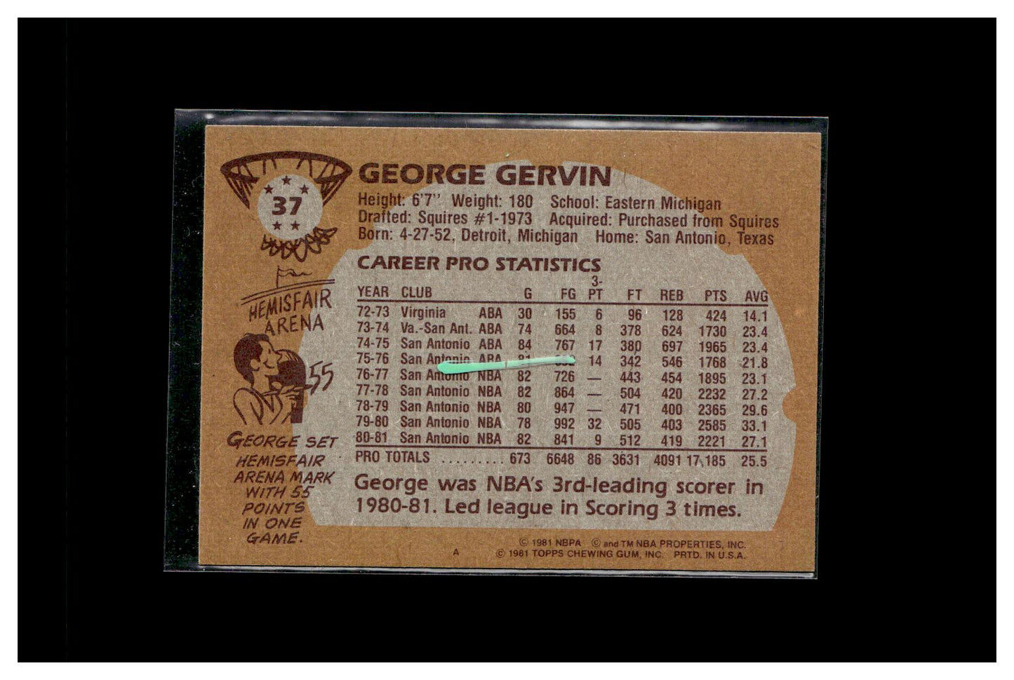 1981-82 Topps #37 George Gervin 1