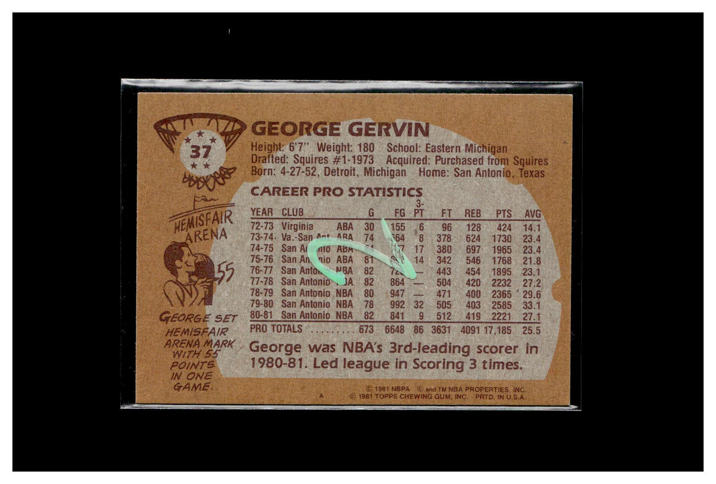 1981-82 Topps #37 George Gervin 2