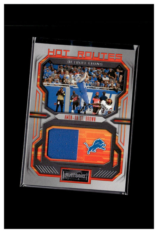 2022 Panini Playbook #HR-13 Amon-Ra St. Brown Hot Routes #/199 CC