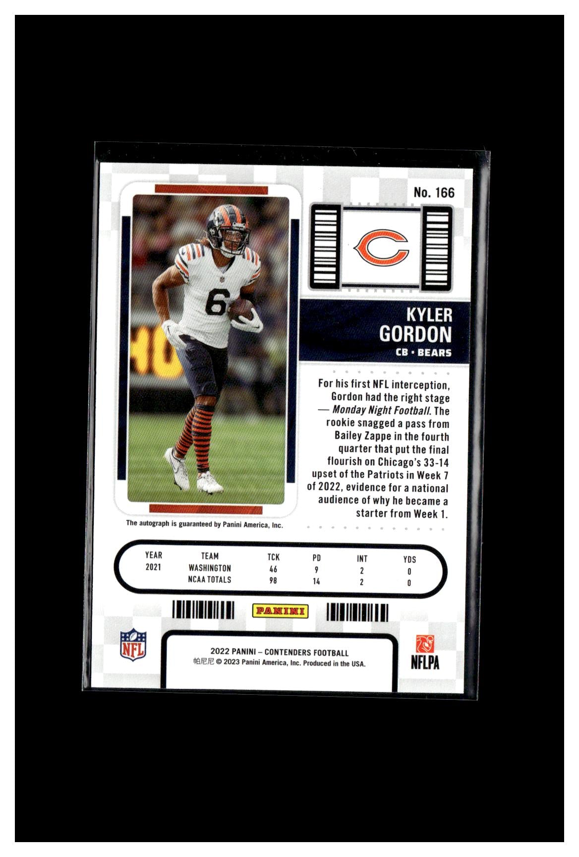 2022 Panini Contenders #166 Kyler Gordon Championship Ticket #/49 CC