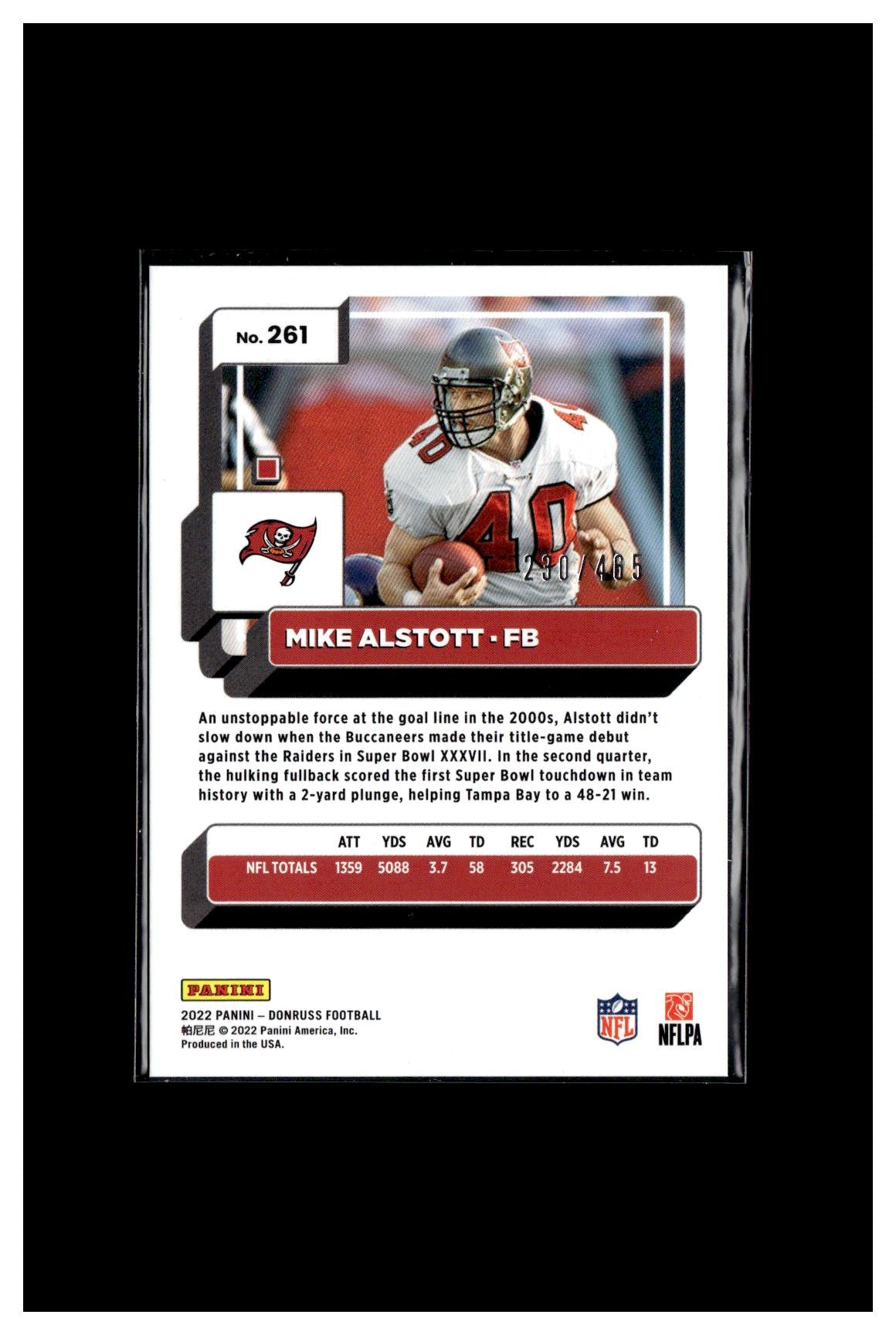 2022 Donruss #261 Mike Alstott Season Stat Line #/465 CC