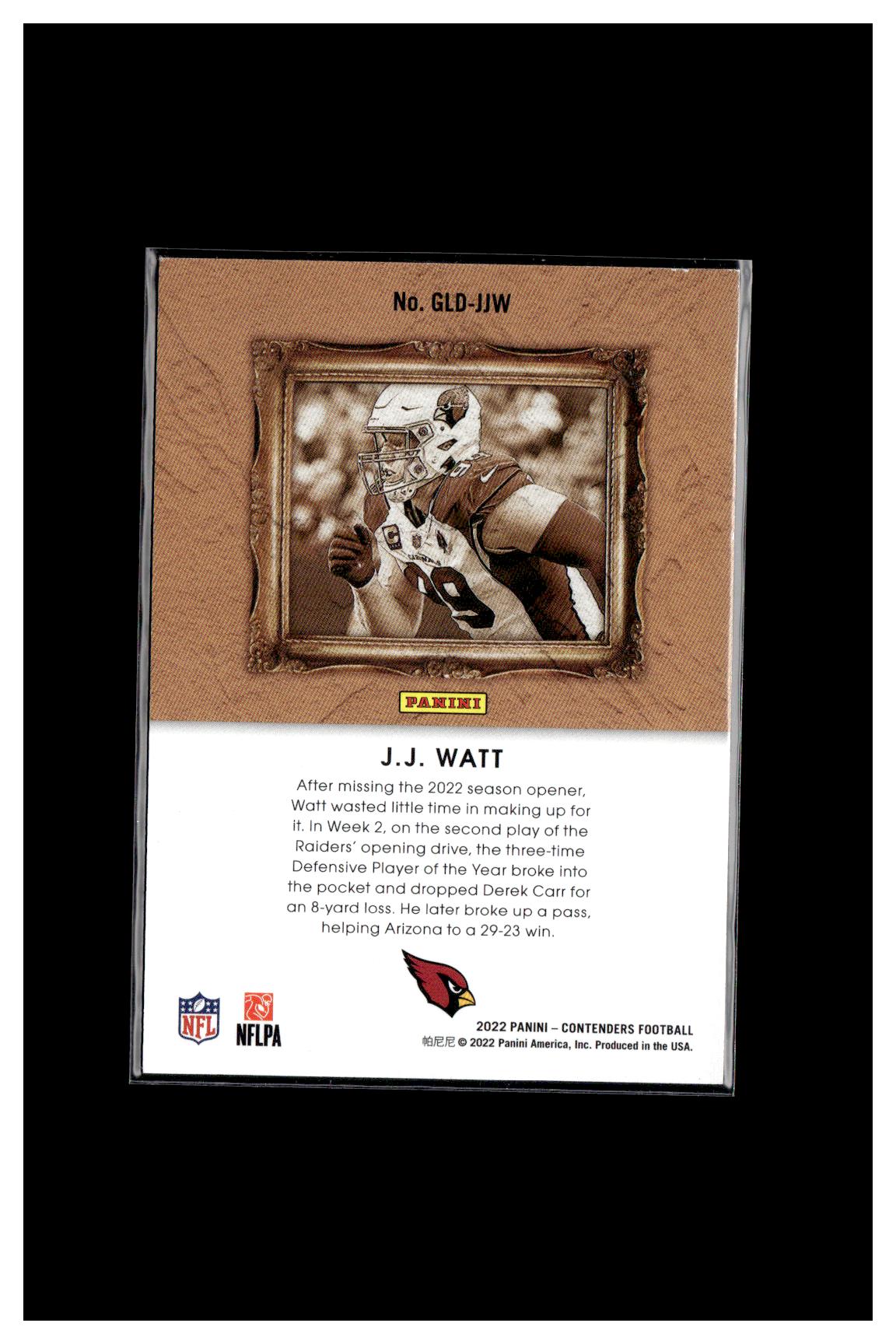 2022 Panini Contenders #GLD-JJW J.J. Watt Gladiators Silver #/99 CC