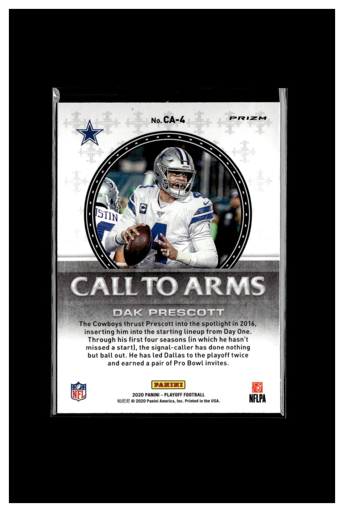 2020 Panini Playoff #CA-4 Dak Prescott Call to Arms Blue