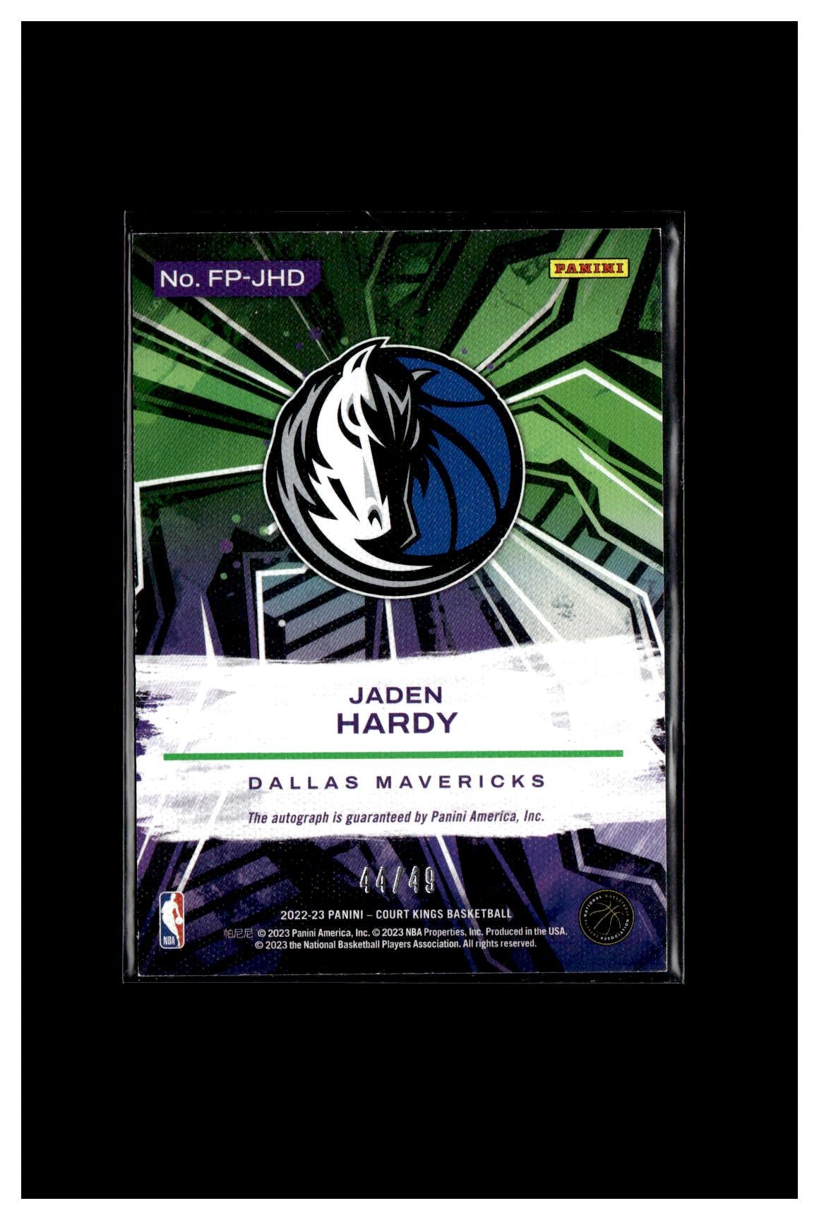 2022-23 Panini Court Kings #FP-JHD Jaden Hardy Fresh Paint Violet #/49