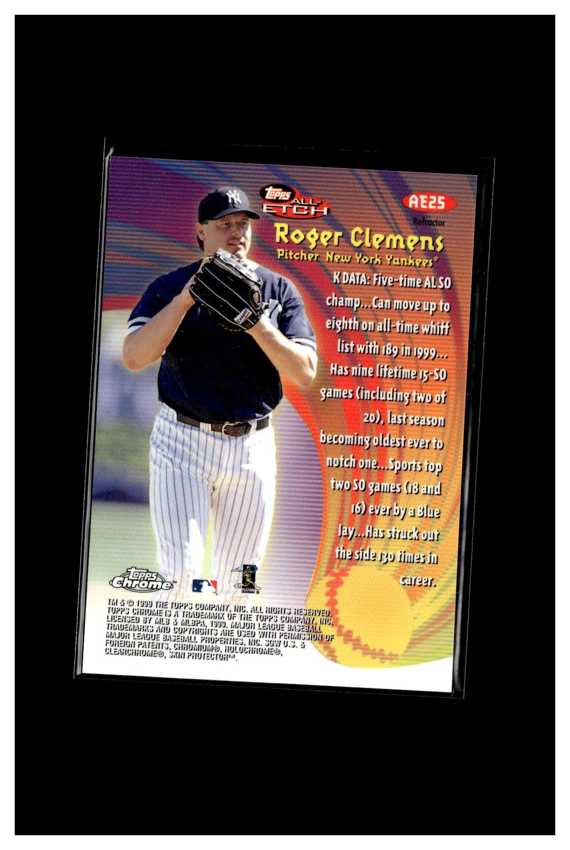 1999 Topps Chrome #AE25 Roger Clemens All-Etch Refractors